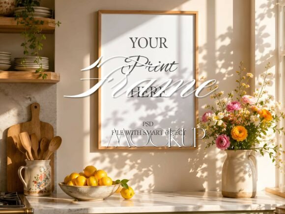 Download Sage Green Kitchen Frame Mockup Interior - Interior Collection