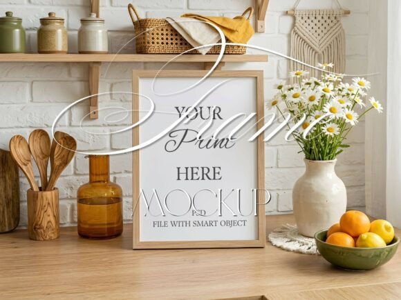 Download Rustic Kitchen Frame Mockup Interior PSD - Interior Collection