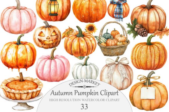 Download Watercolor Autumn Pumpkin Clipart - Premium Resources