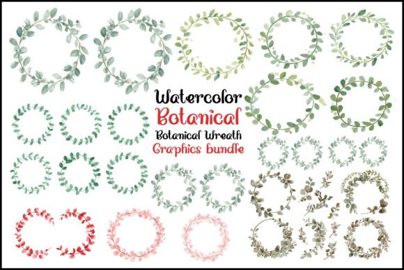 Download Watercolor Botanical Wreath Graphics - Watercolor botanical wreath Collection