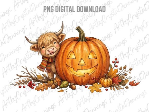Download Highland Cow Fall Pumpkin Clipart PNG - Fall pumpkin clipart Collection