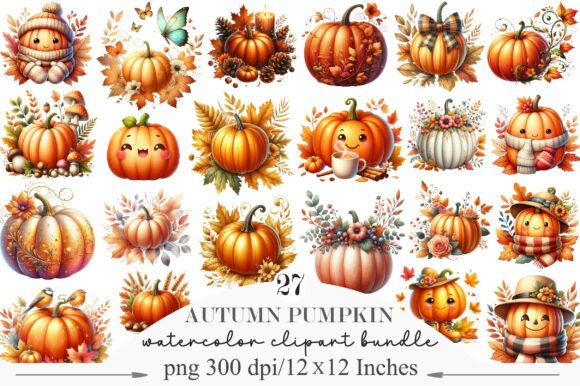 Download Watercolor Autumn Pumpkin Clipart - Premium Resources