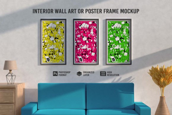 Download Interior Wall Art or Poster Frame Mockup - Interior Collection
