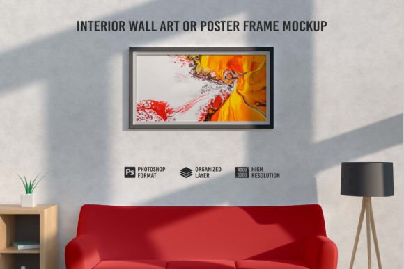 Download Interior Wall Art or Poster Frame Mockup - Interior Collection