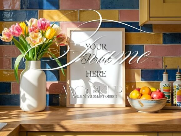 Download Retro Kitchen Frame Mockup Interior PSD - Interior Collection