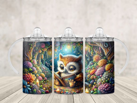 Download 12 Oz Kids Sippy Cup PNG Reading Owl - Premium Resources